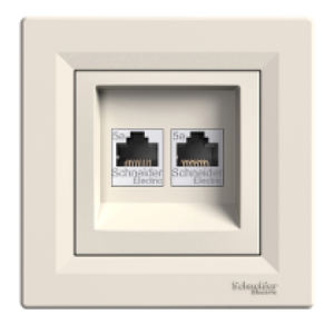 ASFORA Розетка компютърна 2xRJ45 Cat.5e крем